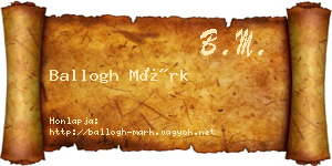 Ballogh Márk névjegykártya